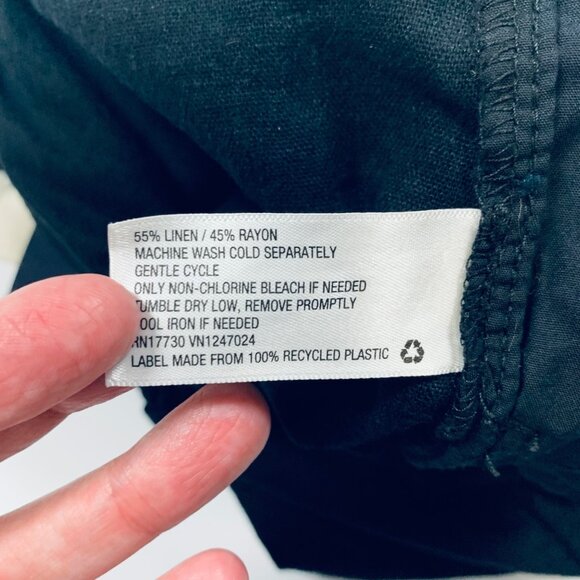 Universal Thread Black Linen Blend Smocked Waist Pull On Shorts M - Picture 3 of 4